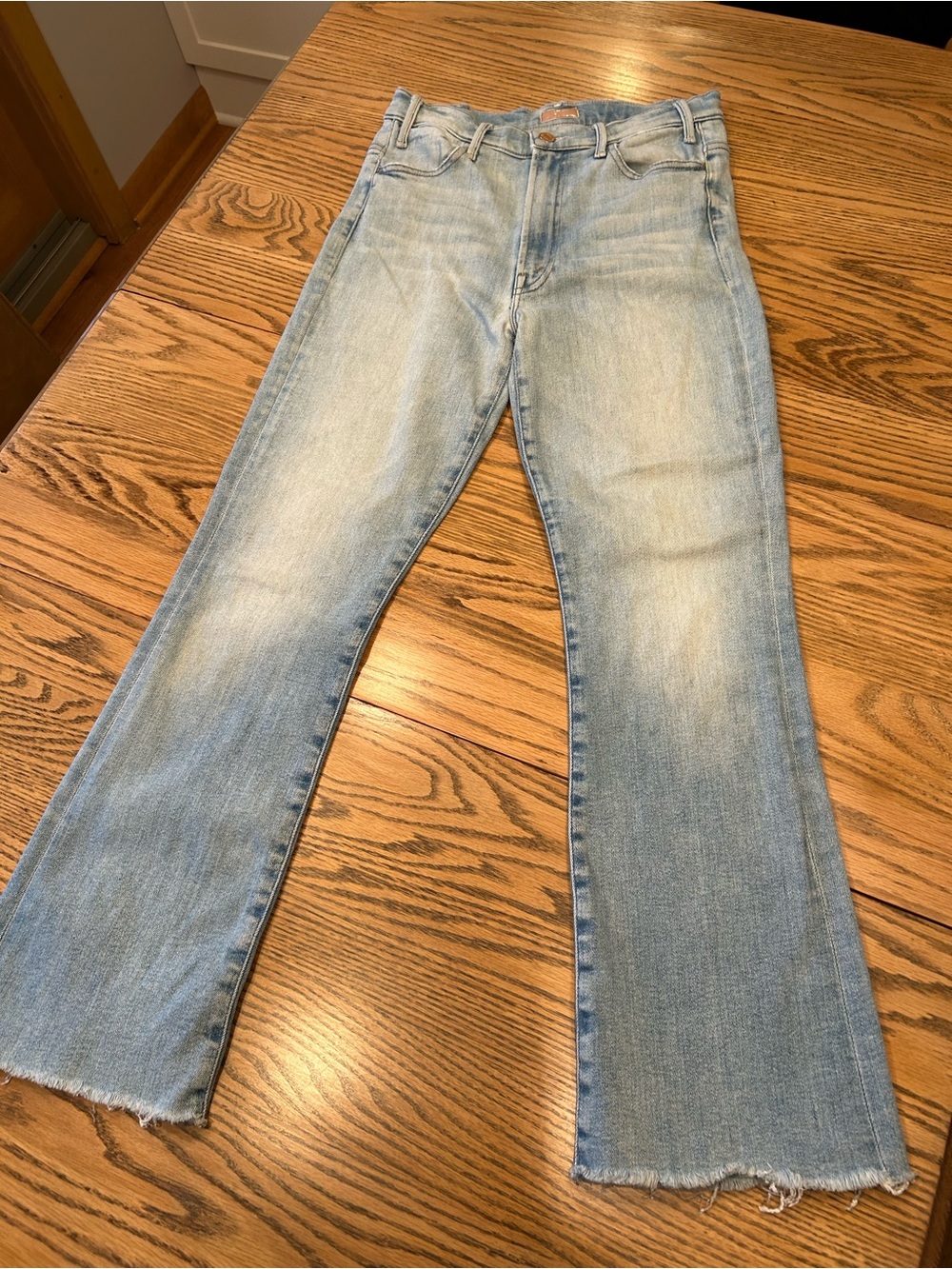 Mother The Hustler Ankle Fray Jeans Womens Size 26  Raw Hem Au Revoir Light Wash